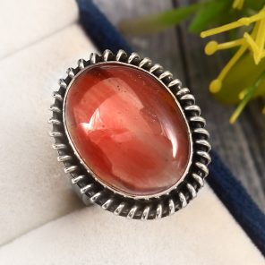 Strawberry Quartz Ring Size US 7 Sterling Silver 925 (RS110-106)