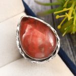 Strawberry Quartz Ring Size US 7 Sterling Silver 925 (RS110-107)