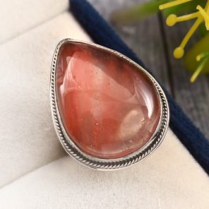 Strawberry Quartz Ring Size US 6 Sterling Silver 925 (RS110-108)