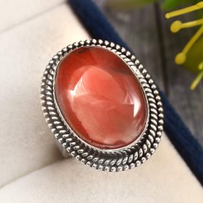 Strawberry Quartz Ring Size US 6 Sterling Silver 925 (RS110-109)