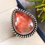 Strawberry Quartz Ring Size US 6 Sterling Silver 925 (RS110-111)