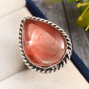 Strawberry Quartz Ring Size US 7 Sterling Silver 925 (RS110-116)