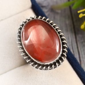 Strawberry Quartz Ring Size US 7 Sterling Silver 925 (RS110-119)