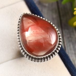 Strawberry Quartz Ring Size US 7 Sterling Silver 925 (RS110-120)