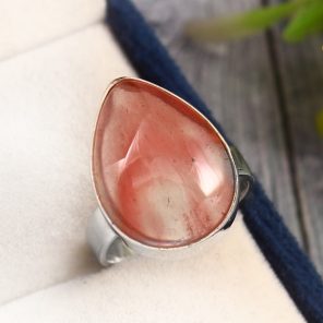 Strawberry Quartz Ring Size US 6 Sterling Silver 925 (RS110-122)