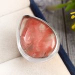 Strawberry Quartz Ring Size US 6 Sterling Silver 925 (RS110-123)