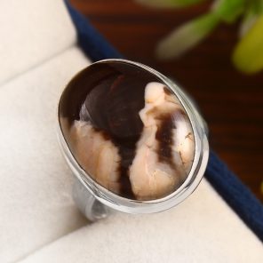 Peanut Wood Jasper Ring Size US 10 Sterling Silver 925 (RS105-199)