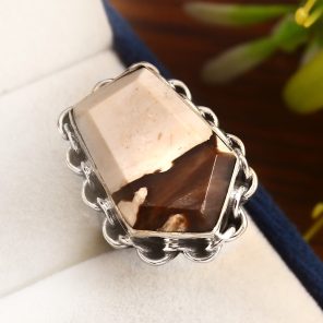 Peanut Wood Jasper Ring Size US 8 Sterling Silver 925 (RS105-217)