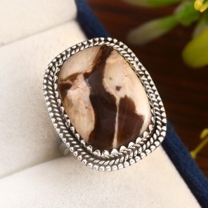 Peanut Wood Jasper Ring Size US 8 Sterling Silver 925 (RS105-219)