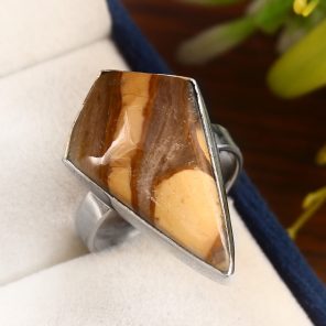 Peanut Wood Jasper Ring Size US 10 Sterling Silver 925 (RS105-202)
