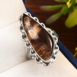 Peanut Wood Jasper Ring Size US 7 Sterling Silver 925 (RS105-225)