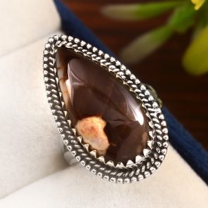 Peanut Wood Jasper Ring Size US 6 Sterling Silver 925 (RS105-226)