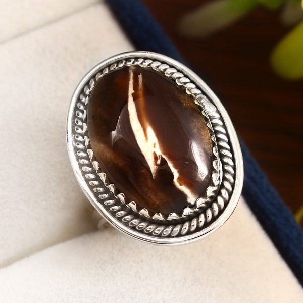 Peanut Wood Jasper Ring Size US 7 Sterling Silver 925 (RS105-227)