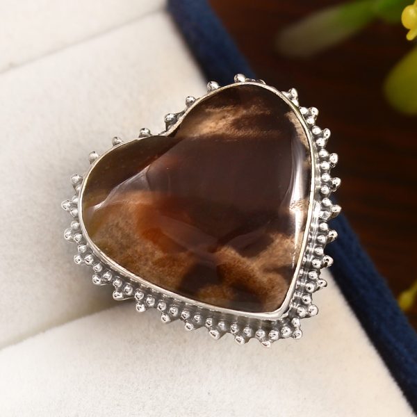 Peanut Wood Jasper Ring Size US 7 Sterling Silver 925 (RS105-228)