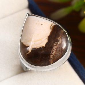 Peanut Wood Jasper Ring Size US 9 Sterling Silver 925 (RS105-204)