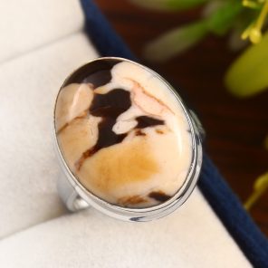 Peanut Wood Jasper Ring Size US 10 Sterling Silver 925 (RS105-209)