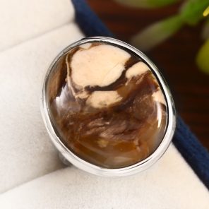 Peanut Wood Jasper Ring Size US 8 Sterling Silver 925 (RS105-210)