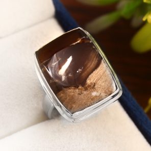 Peanut Wood Jasper Ring Size US 8 Sterling Silver 925 (RS105-212)