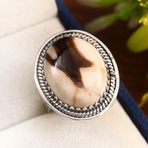 Peanut Wood Jasper Ring Size US 9 Sterling Silver 925 (RS105-232)