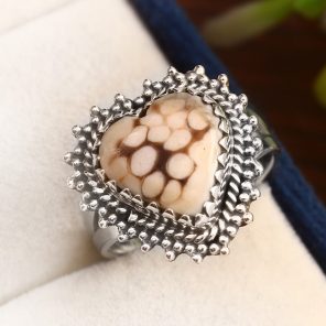 Peanut Wood Jasper Ring Size US 8 Sterling Silver 925 (RS105-233)