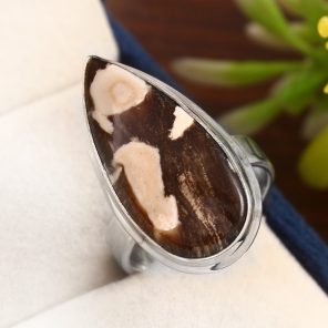 Peanut Wood Jasper Ring Size US 7 Sterling Silver 925 (RS105-215)
