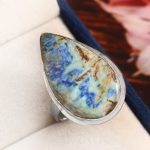 Azurite Turquoise Ring Size US 8 Sterling Silver 925 (RS112-2)
