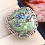 Azurite Turquoise Ring Size US 10 Sterling Silver 925 (RS112-34)
