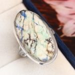 Azurite Turquoise Ring Size US 9 Sterling Silver 925 (RS112-4)
