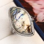Azurite Turquoise Ring Size US 9 Sterling Silver 925 (RS112-50)