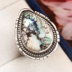 Azurite Turquoise Ring Size US 10 Sterling Silver 925 (RS112-48)