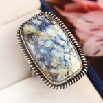 Azurite Turquoise Ring Size US 10 Sterling Silver 925 (RS112-38)
