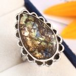 Azurite Turquoise Ring Size US 8 Sterling Silver 925 (RS112-42)