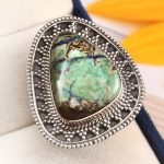 Azurite Turquoise Ring Size US 10 Sterling Silver 925 (RS112-44)