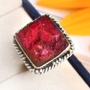 Pink Dyed labradorite Ring Size US 8 Sterling Silver 925 (RS112-63)