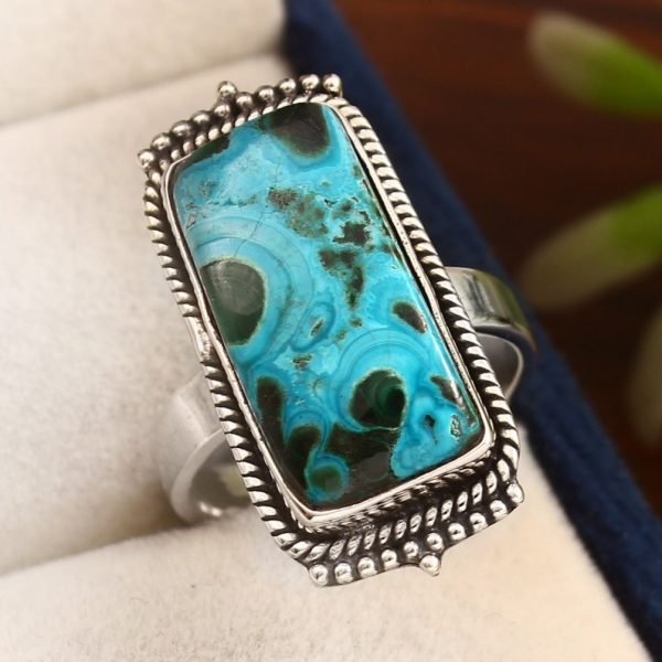 Malachite Azurite Ring Size US 7 925 Sterling Silver (RS113-167)