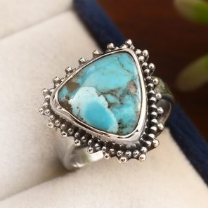 Mohave Turquoise Ring Size US 7 925 Sterling Silver (RS113-198)