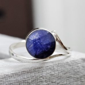 Blue Sapphire Dainty 925 Sterling Silver Ring (RS8-437)