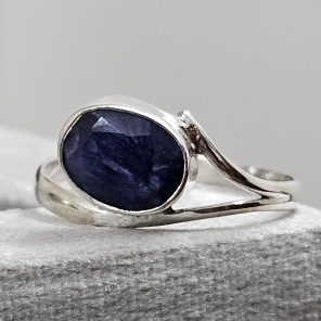 Blue Sapphire Dainty 925 Sterling Silver Ring (RS8-438)