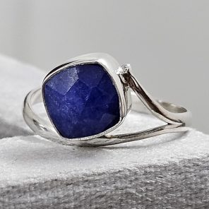 Blue Sapphire Dainty 925 Sterling Silver Ring (RS8-441)
