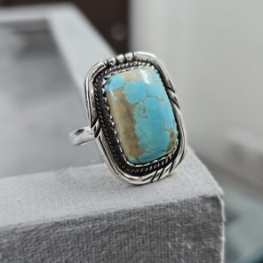 Kingman Turquoise Ring Size US 8 Sterling Silver 925 (REXT46-55)