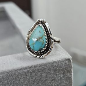 Kingman Turquoise Ring Size US 6 Sterling Silver 925 (REXT46-62)