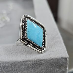 Kingman Turquoise Ring Size US 8 Sterling Silver 925 (REXT46-57)