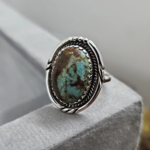 Kingman Turquoise Ring Size US 7 Sterling Silver 925 (REXT46-59)