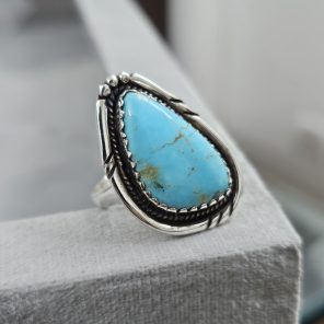 Kingman Turquoise Ring Size US 9 Sterling Silver 925 (REXT46-63)