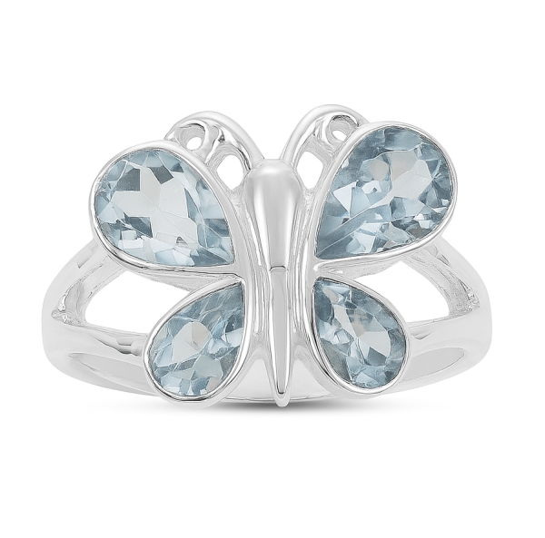 Blue Topaz Butterfly Ring