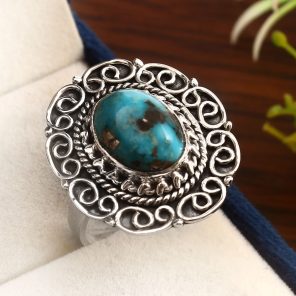 Morenci Turquoise Ring Size US 10 925 Sterling Silver (RS24-118)