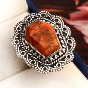 Sponge Coral Ring Size US 8 925 Sterling Silver (RS24-121)