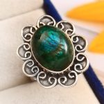 Green Moonstone Ring Size US 8 925 Sterling Silver (REXT51-24)
