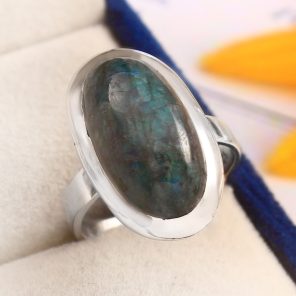 Green Moonstone Ring Size US 8 925 Sterling Silver (REXT51-11)