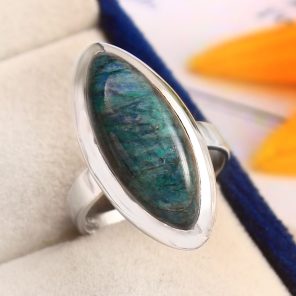 Green Moonstone Ring Size US 7 925 Sterling Silver (REXT51-14)